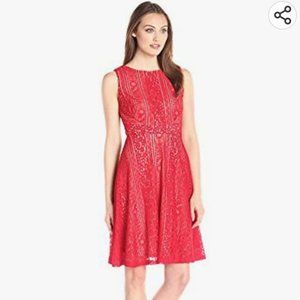 Sangria Women's Fit and Flare Dress, Size  10, Red/Nude